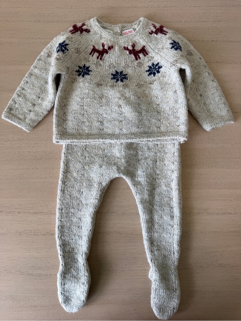Zara Baby Knit Set in Light Beige 3-6 Months
